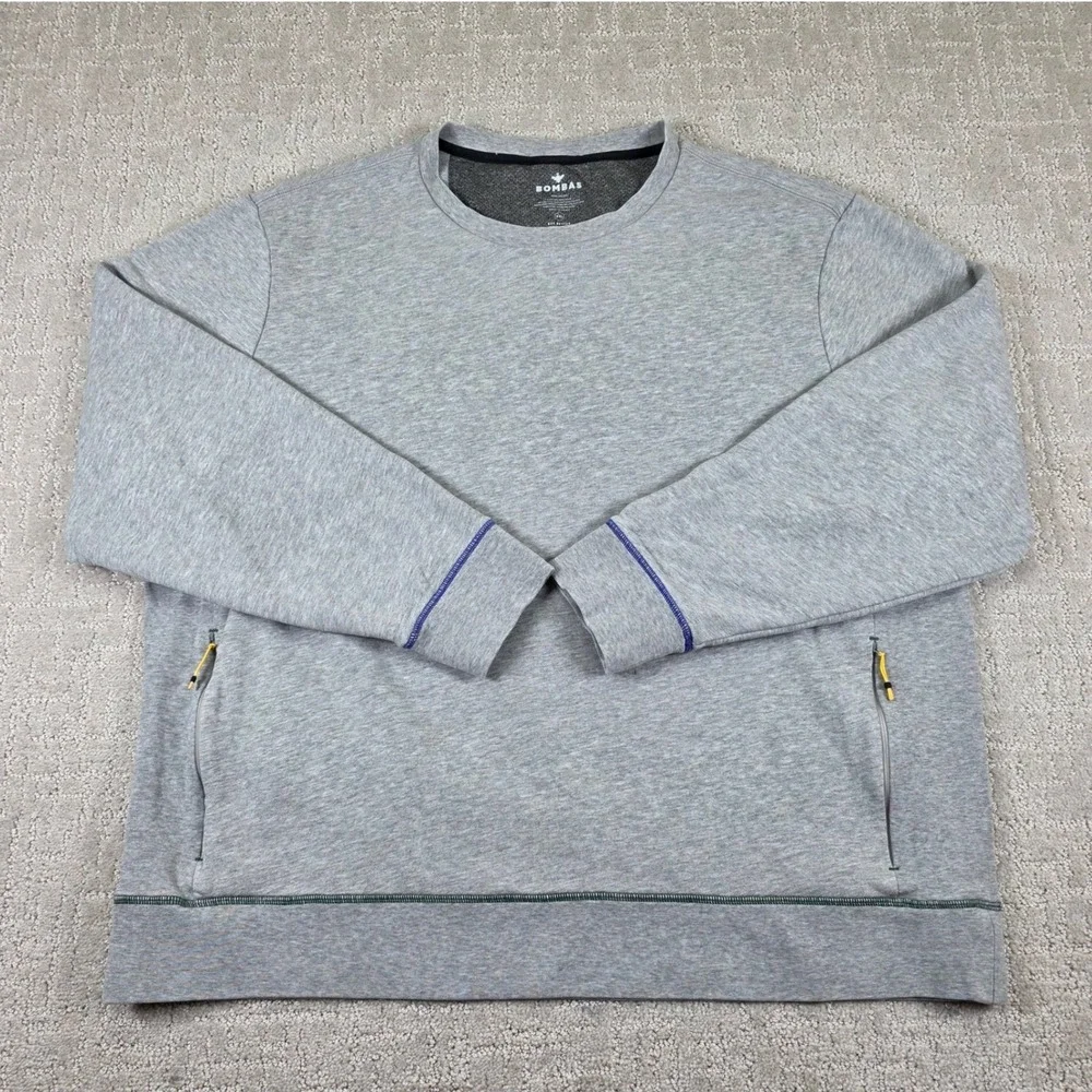 Bombas Mens XXL Gray Bee Better Cotton French Terry Crewneck Sweatshirt Pockets